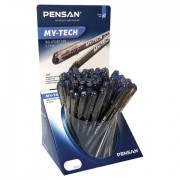 Ручка шариковая масляная PENSAN 'My-Tech', СИНЯЯ, ДИСПЛЕЙ, игольчатый узел 0,7 мм, линия письма 0,35 мм, 2240/S60