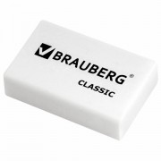 Ластик BRAUBERG 'Classic', 26х17х7 мм, белый, прямоугольный, 221033