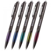 Ручка шариковая автоматическая BRAUBERG 'Stripe', СИНЯЯ, корпус ассорти, узел 0,7 мм, линия письма 0,35 мм, 141876