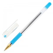 Ручка шариковая масляная с грипом MUNHWA 'MC Gold', ГОЛУБАЯ, корпус прозрачный, узел 0,5 мм, линия письма 0,3 мм, BMC-12