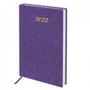 Ежедневник датированный 2022 А5 (138х213мм) BRAUBERG Sparkle фиолетовый, код, 112828