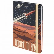 Блокнот с резинкой в клетку 96 л., А5, 145х203 мм, твердая обложка, BRAUBERG, 'SpaceX', 113724