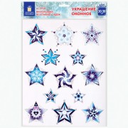 Украшение для окон и стекла ЗОЛОТАЯ СКАЗКА 'Синие снежинки 4', 30х38 см, ПВХ, 591206