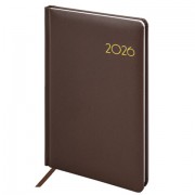Еженедельник датированный 2026, А5, 145х215 мм, BRAUBERG 'Select', балакрон, коричневый, 117183