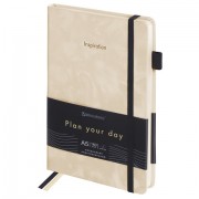 Ежедневник недатированный А5 138x213 мм, BRAUBERG 'Velvet', резинка, держатель, 160 л., бежевый, 116244
