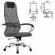 Кресло офисное МЕТТА 'SU-B-8' хром, ткань-сетка, сиденье мягкое, светло-серое