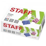 Зажимы для бумаг STAFF 'Profit', КОМПЛЕКТ 12 шт., 51 мм, на 230 листов, цветные, картонная коробка, 225160