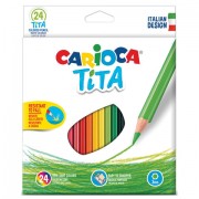Карандаши цветные CARIOCA 'Tita', 24 цвета, пластиковые, шестигранные, заточенные, европодвес, 42794