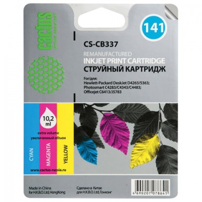 Картридж струйный CACTUS (CS-CB337) для HP C4283/C4383/Officejet J5783/D4263, цветной, 10,2 мл