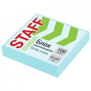 Блок самоклеящийся (стикеры) STAFF STANDARD, ПАСТЕЛЬНЫЙ 51х51 мм, голубой, 100 листов, 116578
