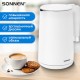 Чайник электрический с двойными стенками SONNEN KT-8719W, 1,5 л, 2200 Вт, белый, 454691