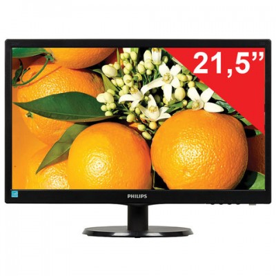 Монитор PHILIPS 223V5LSB (00/01), 21,5' (55 см), 1920x1080, 16:9, TN+film, 5 мс, 250 cd, VGA, DVI, черный