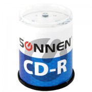 Диск CD-R SONNEN, 700 Mb, 52x, Cake Box (упаковка на шпиле) КОМПЛЕКТ 100 шт., 513533