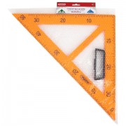 Треугольник прямоугольный для классной доски, пластиковый 30х30х50 см, с держателем, ПИФАГОР, 210875