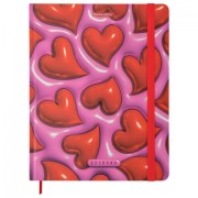 Дневник 1-11 класс 48 л., твердый, BRAUBERG, матовая ламинация, резинка, закладка-ляссе, с подсказом, 'Сердечки', 107241