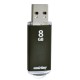 Флеш-диск 8 GB, SMARTBUY V-Cut, USB 2.0, металлический корпус, черный, SB8GBVC-K