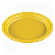 Одноразовые тарелки плоские, КОМПЛЕКТ 100 шт, пластиковые, d=165 мм, 'ЭКОНОМ', ЖЕЛТЫЕ, полистирол(ПС), холодное/горяч, СТИРОЛПЛАСТ