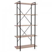 Стеллаж BRABIX 'SMART SH-004', 904х360х1950 мм, ЛОФТ, 5 полок, металл/ЛДСП ясень шимо светлый, каркас черный, 641943