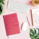 Еженедельник датированный 2026 А5 145х215 мм, BRAUBERG 'Party', под кожу, розовый, 117176