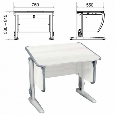 Стол-парта регулируемый 'ДЭМИ' СУТ.41, 750х550х530-815 мм, серый каркас, пластик серый, рамух белый (КОМПЛЕКТ)