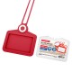Бейдж горизонтальный для пропуска и ID-карт, СИЛИКОНОВЫЙ, 54х85 мм, шнурок 42 см, красный BRAUBERG, 238907