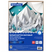 Картон белый А4 немелованный, 200 листов, в коробе, BRAUBERG, 210х297 мм, 116633