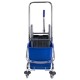 Тележка уборочная BRABIX, 1 съемное ведро 25 л, механический отжим, корзина, металлический каркас, синяя, 601498