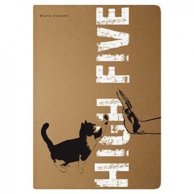 Тетрадь ЕВРО А5 40 л., BRUNO VISCONTI сшивка, клетка, крафт картон, бежевая бумага 70 г/м2, 'КОТИК-ДАЙ ПЯТЬ', 7-40-081