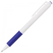 Ручка шариковая автоматическая с грипом BRAUBERG 'Blank', СИНЯЯ, корпус белый, узел 0,7 мм, линия письма 0,35 мм, 141153