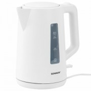 Чайник электрический SONNEN KT-1303, 1,7 л, 2200 Вт, пластик, белый, 456374