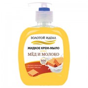 Мыло-крем жидкое 500 г ЗОЛОТОЙ ИДЕАЛ 'Мед и молоко', дозатор, 606787