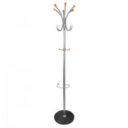 Вешалка-стойка BRABIX 'CR-8121' на мраморном диске, металл, 6+4 крючка, цвет серебристый, 606437