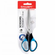 Ножницы BRAUBERG 'Office-Expert' 170 мм, сине-черные, резиновые вставки, 3-х сторонняя заточка, 231561