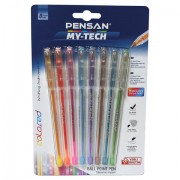 Ручки шариковые масляные PENSAN 'My-Tech Colored', НАБОР 8 шт., яркие цвета АССОРТИ, линия письма 0,35 мм, 2240/B8