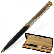 Ручка подарочная шариковая GALANT 'Antic', корпус черный с серебристым, золотистые детали, пишущий узел 0,7 мм, синяя, 140388