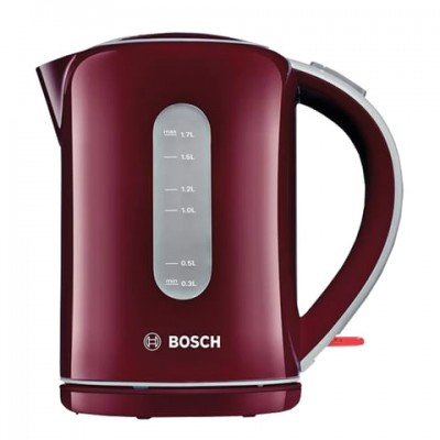 Чайник BOSCH TWK7604, 1,7 л, 2200 Вт, закрытый нагревательный элемент, пластик, красный