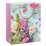 Пакет подарочный 26,5x12,7x33см ЗОЛОТАЯ СКАЗКА 'Spring Flowers', глиттер, розовый с голубым, 608247