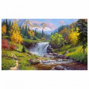 Картина стразами (алмазная мозаика), 40х50 см, ОСТРОВ СОКРОВИЩ 'Горный ручей', без подрамника, 663864