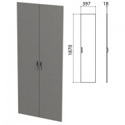 Дверь ЛДСП высокая 'Этюд', комплект 2 шт., 397х18х1870 мм, серая, 400012-03
