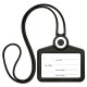 Бейдж горизонтальный для пропуска и ID-карт, СИЛИКОНОВЫЙ, 54х85 мм, шнурок 42 см, черный, BRAUBERG, 238908