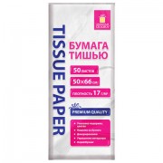 Цветная бумага ТИШЬЮ 17 г/м2, 50х66 см, 50 листов, белый цвет, ЗОЛОТАЯ СКАЗКА, 116491