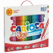 Фломастеры CARIOCA (Италия) 'Joy', 60 шт., 30 цветов, суперсмываемые, картонная коробка с ручкой, 41015