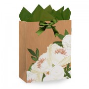 Пакет подарочный (1 штука) 26х13х32 см (L), 'Flower Kraft', с тишью, глиттер, ЗОЛОТАЯ СКАЗКА, 700838