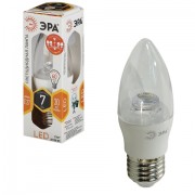 Лампа светодиодная ЭРА, 7 (60) Вт, цоколь E27, 'прозрачная свеча', теплый белый свет, 30000 ч., LED smdB35-7w-827-E27-Clear, B35-7w-827-E27c