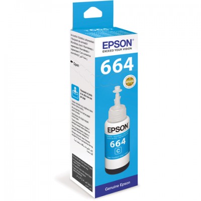 Чернила EPSON (C13T66424A) для СНПЧ Epson L100/L110/L200/L210/L300/L456/L550, голубые, оригинальные