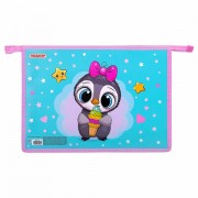 Папка для тетрадей ПИФАГОР А4, 1 отделение, картон/пластик, на молнии, 'Smart Penguin', 271441