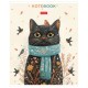 Тетрадь обложка пластик, А5, 48 л., скоба, линия, HATBER, 'Котэ' (микс в спайке), 091627, 48Т5В2пл