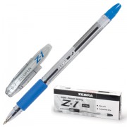 Ручка шариковая с грипом ZEBRA 'Z-1', СИНЯЯ, корпус прозрачный, узел 0,7 мм, линия письма 0,5 мм, BP074-BL