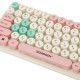 Клавиатура беспроводная бесшумная USB, 105 клавиш, SONNEN K303PM, слоновая кость / розовый / мятный, 513977