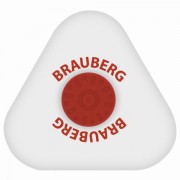 Ластик BRAUBERG 'Universal', 45х45х10 мм, белый, треугольный, красный пластиковый держатель, 222473